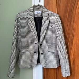 Calvin Klein Black and White tweed Striped Blazer